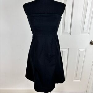 Vtg GAP Black Strapless Fit and Flare Dress GAPSTRETCH Cotton Size 4 Y2K